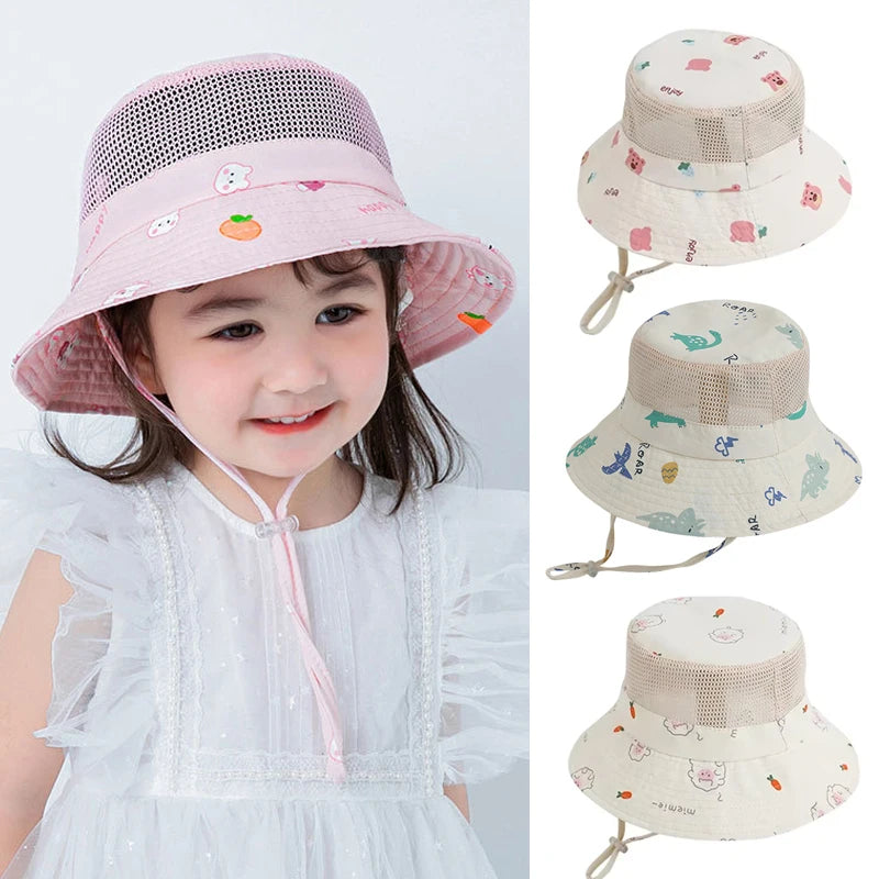 Cartoon Kids Bucket Hat 2025 Summer Children Cap Beach