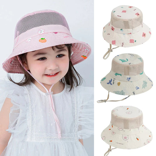 Cartoon Kids Bucket Hat 2025 Summer Children Cap Beach