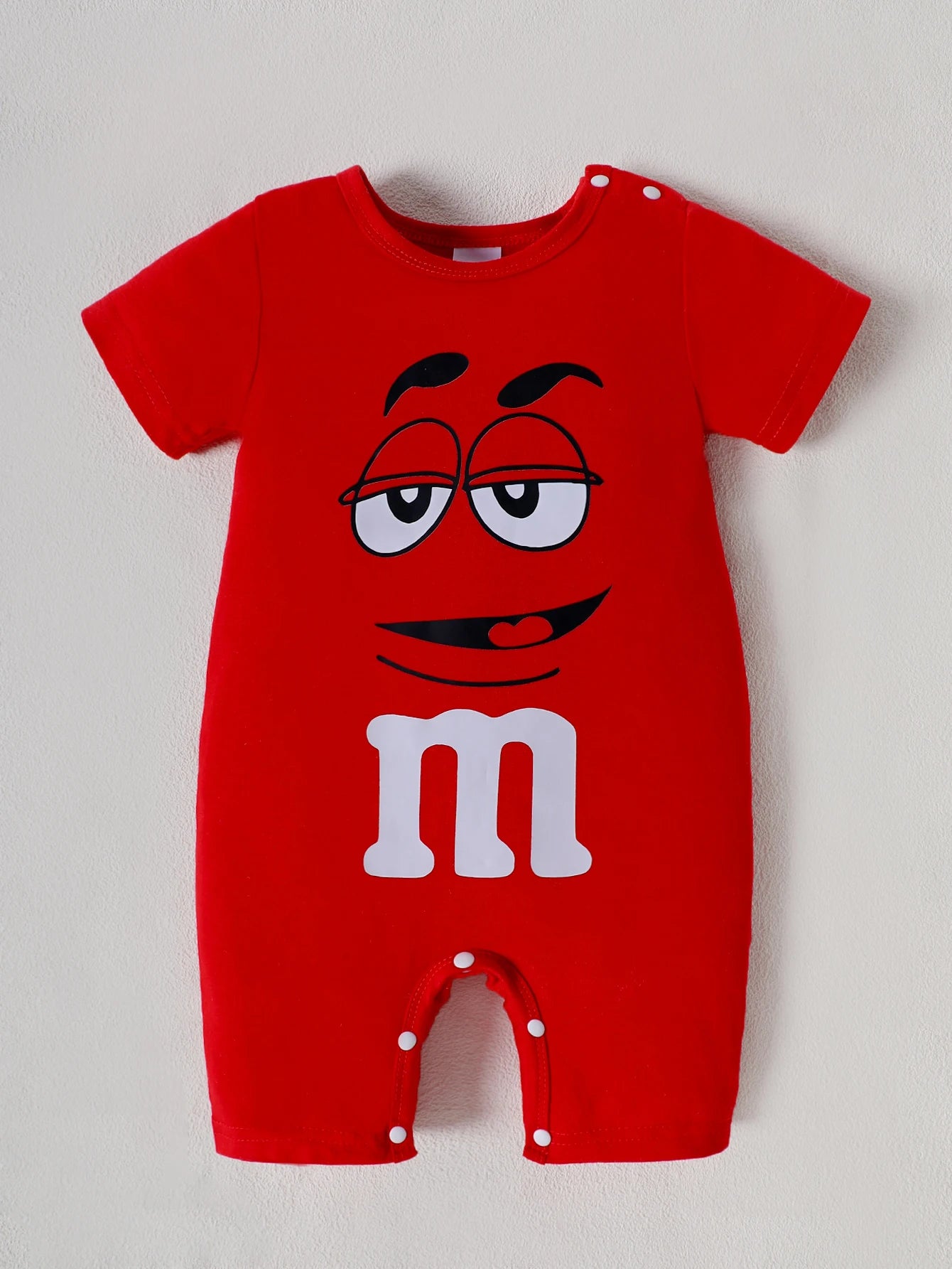 Boys and Girls Summer Baby Letters Printed Short-Sleeved M&M's
