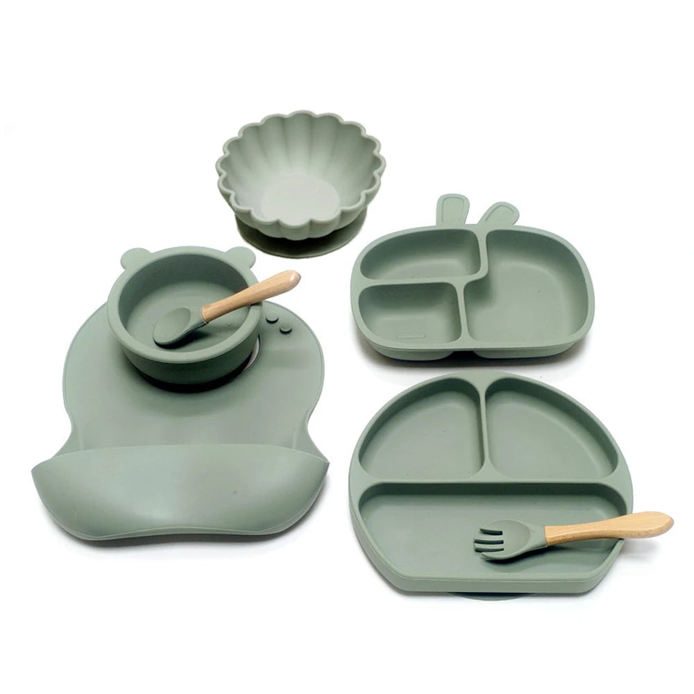 7pcs Children's Silicone Plate Set