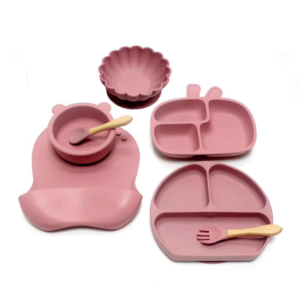 7pcs Children's Silicone Plate Set