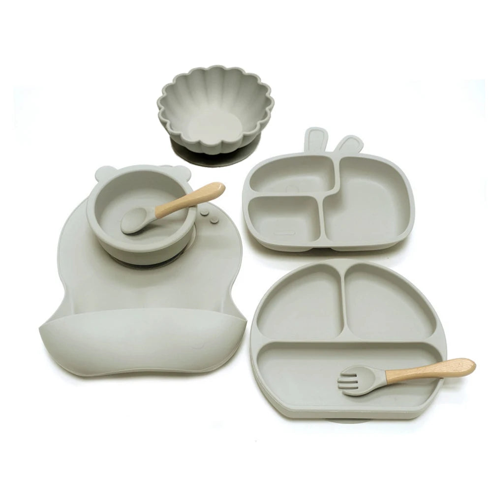 7pcs Children's Silicone Plate Set