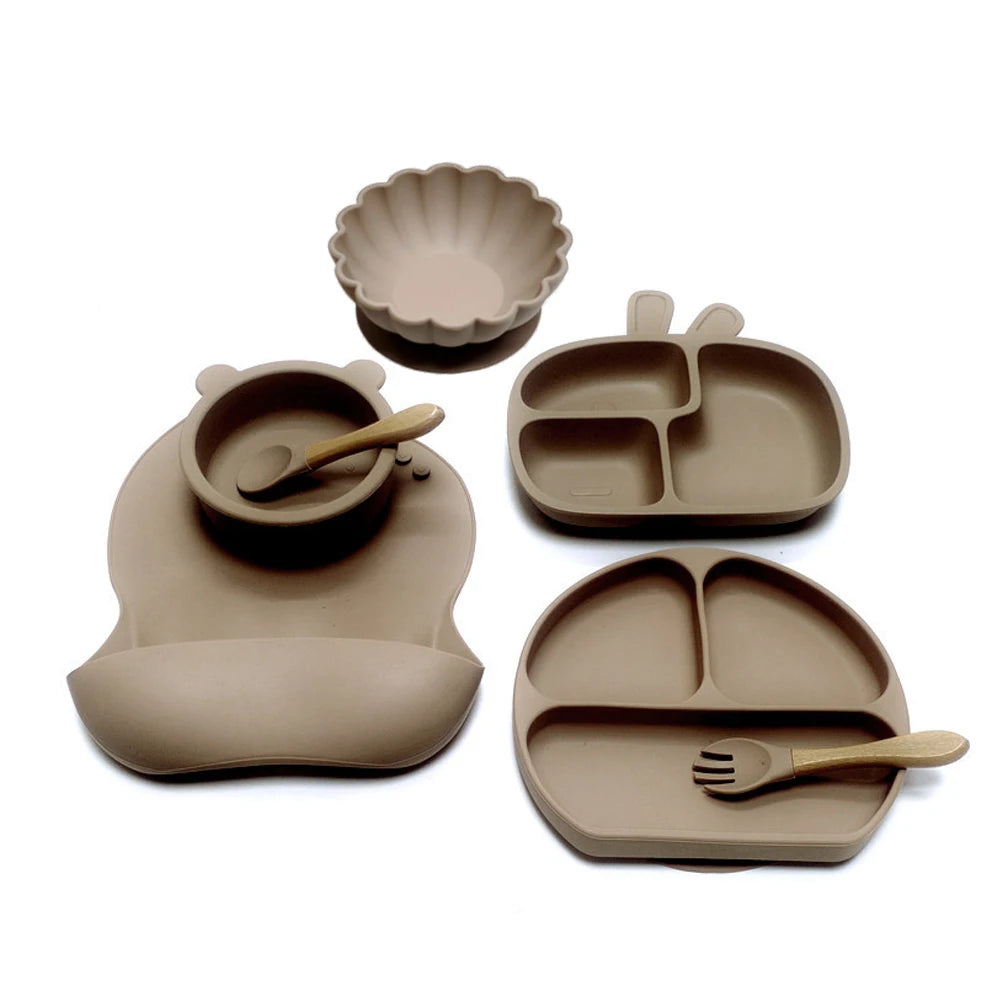7pcs Children's Silicone Plate Set