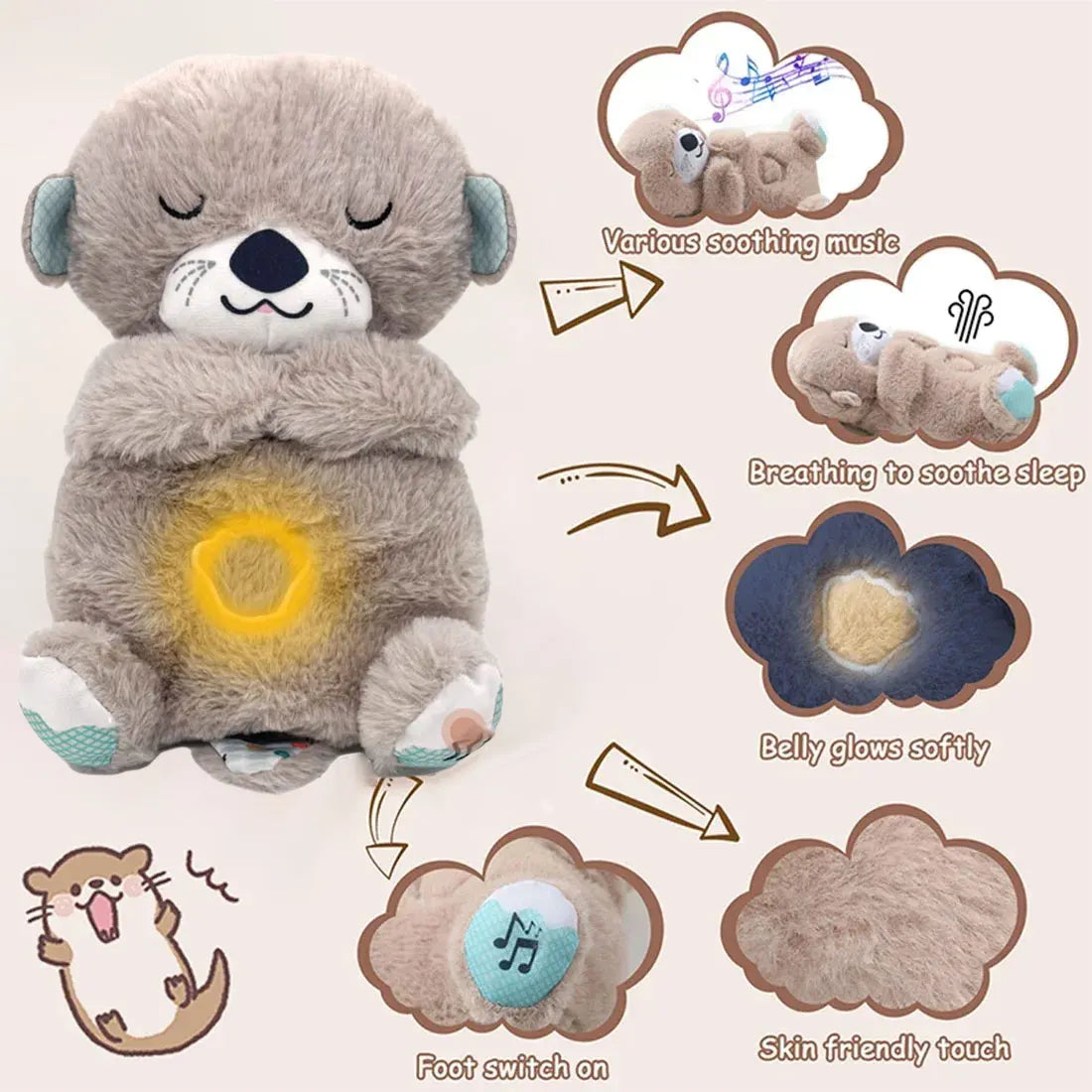 Breathing Bear Baby Soothing Music Baby Sleeping Sound and Light Doll Toy Gift