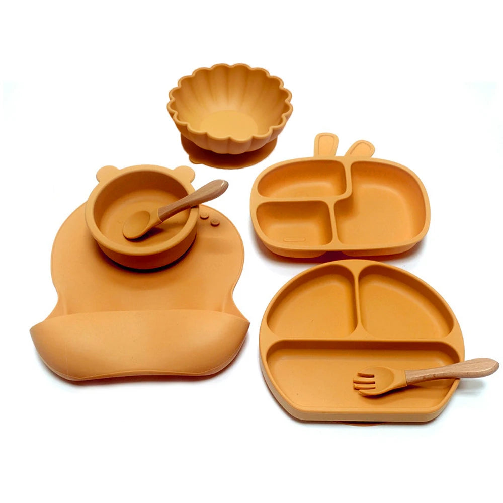 7pcs Children's Silicone Plate Set