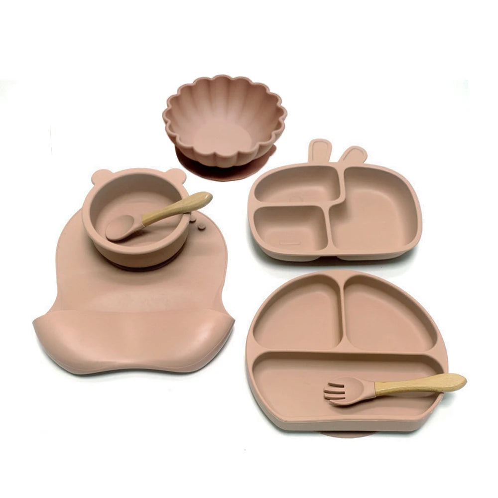 7pcs Children's Silicone Plate Set